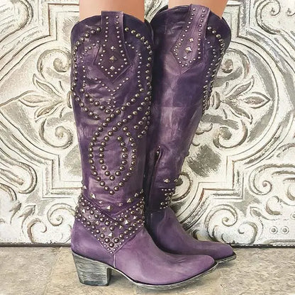 RusticEdge - Unike Cowboystøvler med Metallnagler for Trendy Utseende Motelys