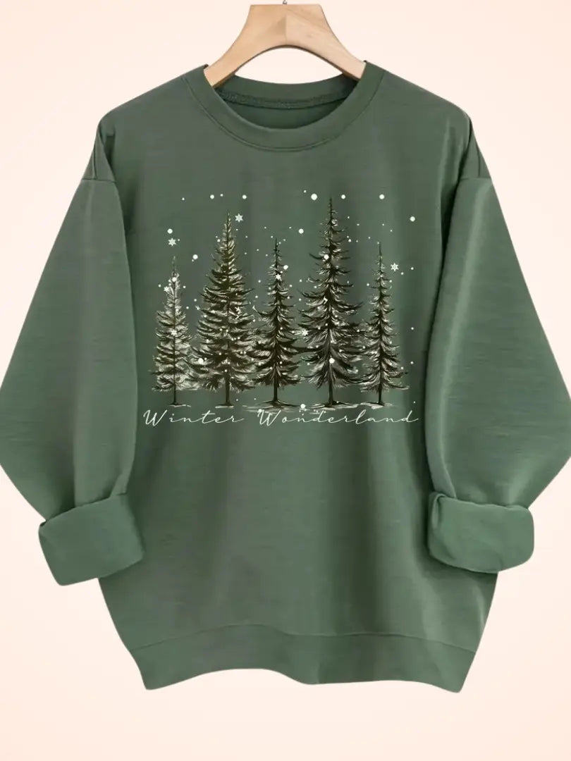 Damejulesweatshirt - Festlig Winter Wonderland-design Motelys