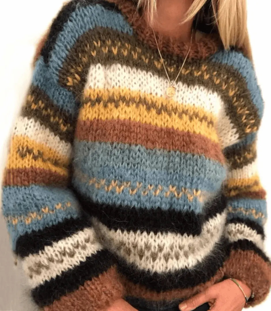 FashionNest - Trendy Strikket Genser for Damer i Høykvalitets Materialer Motelys