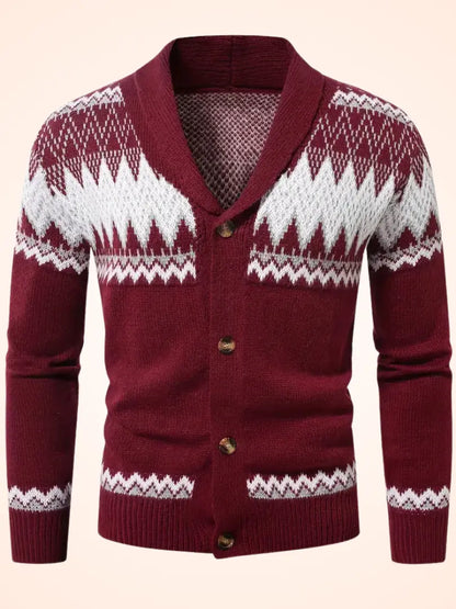 Herre Festsesong Jacquardstrikket Cardigan - Varm Genser med Knapper for Høst/Vinter Motelys