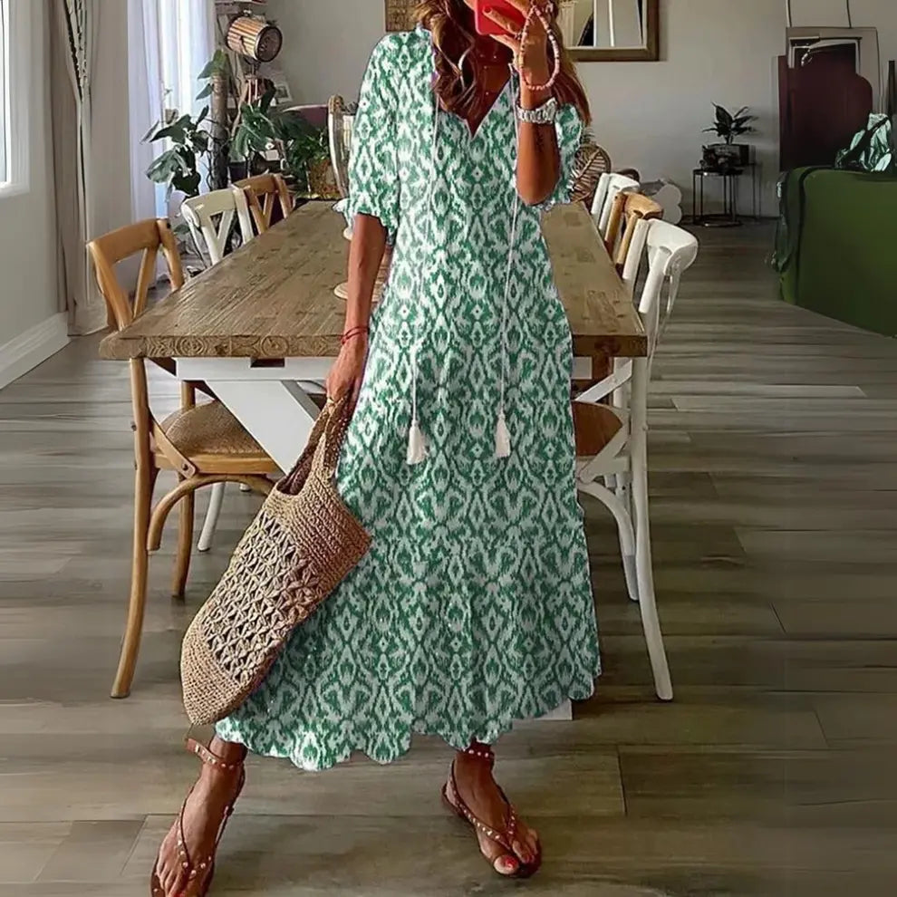 FloraVogue - Elegant Blomsterprint Maxi Kjole Motelys