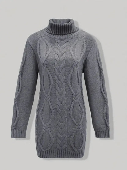 Dame Flettestrikket Turtleneck Genser - Klassisk Langermet for Høst og Vinter Motelys