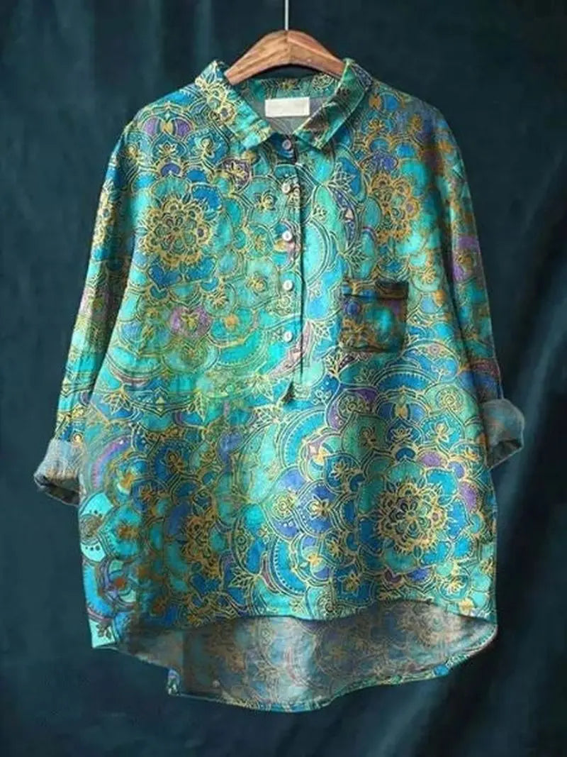 FloralVibe - Bluse med Blomstermønster for En Fargerik Garderobe Motelys