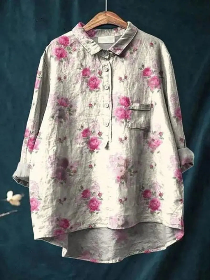 FloralVibe - Bluse med Blomstermønster for En Fargerik Garderobe Motelys