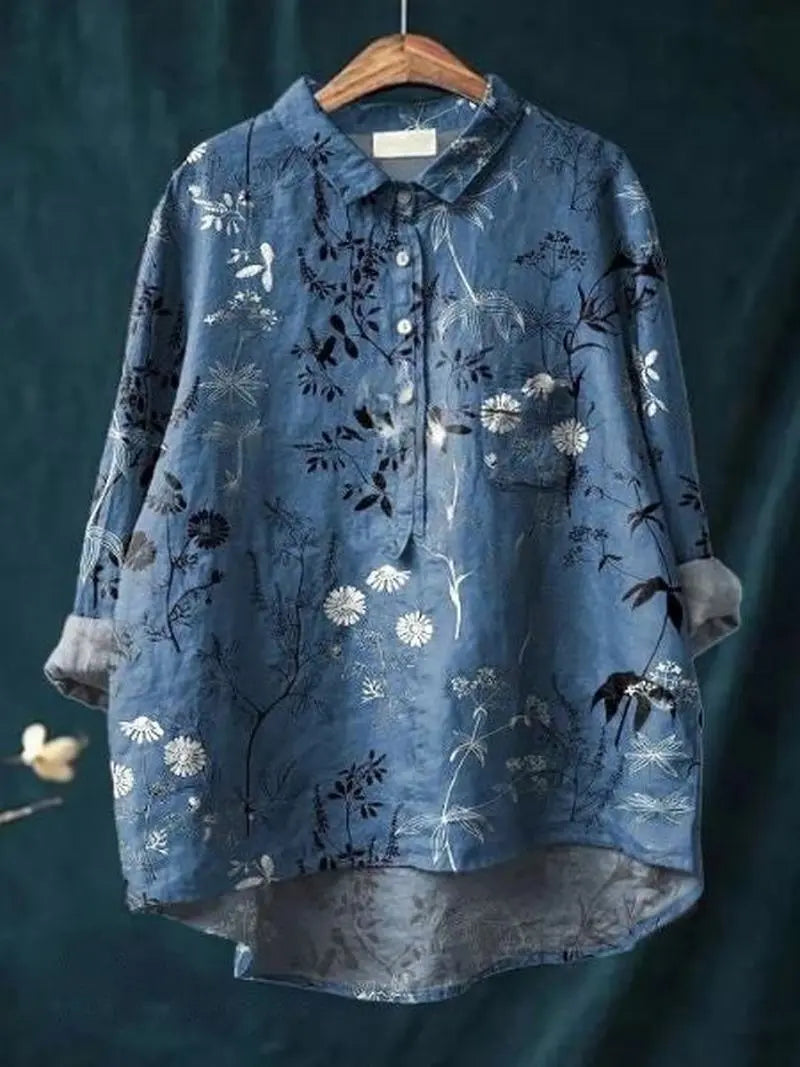 FloralVibe - Bluse med Blomstermønster for En Fargerik Garderobe Motelys