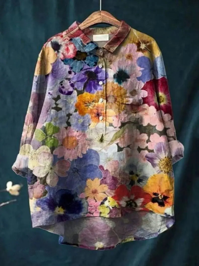 FloralVibe - Bluse med Blomstermønster for En Fargerik Garderobe Motelys