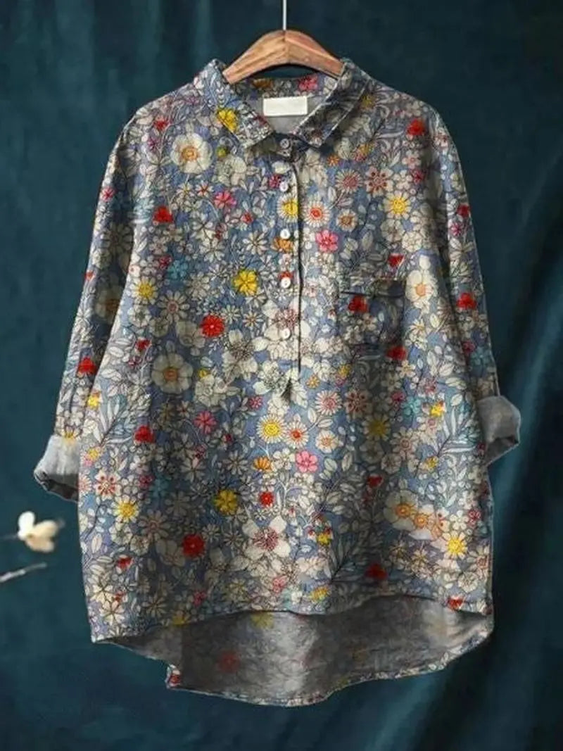 FloralVibe - Bluse med Blomstermønster for En Fargerik Garderobe Motelys