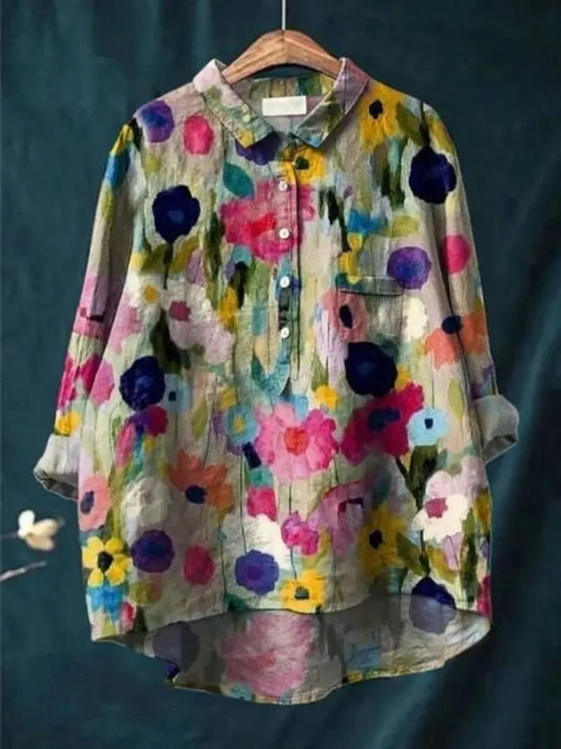 FloralVibe - Bluse med Blomstermønster for En Fargerik Garderobe Motelys