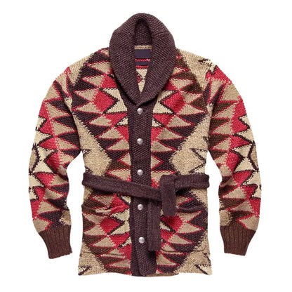 NomadThread - Herre Strikkejakke med Sørvestlig Mønster Motelys