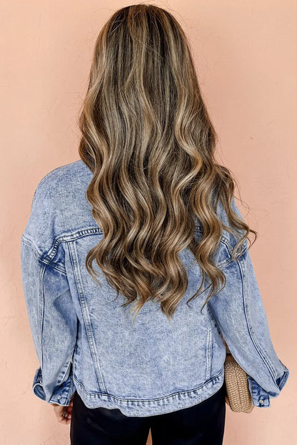 TrendyVibe - Kul Vasket Denimjakke for Uformell Stil Motelys