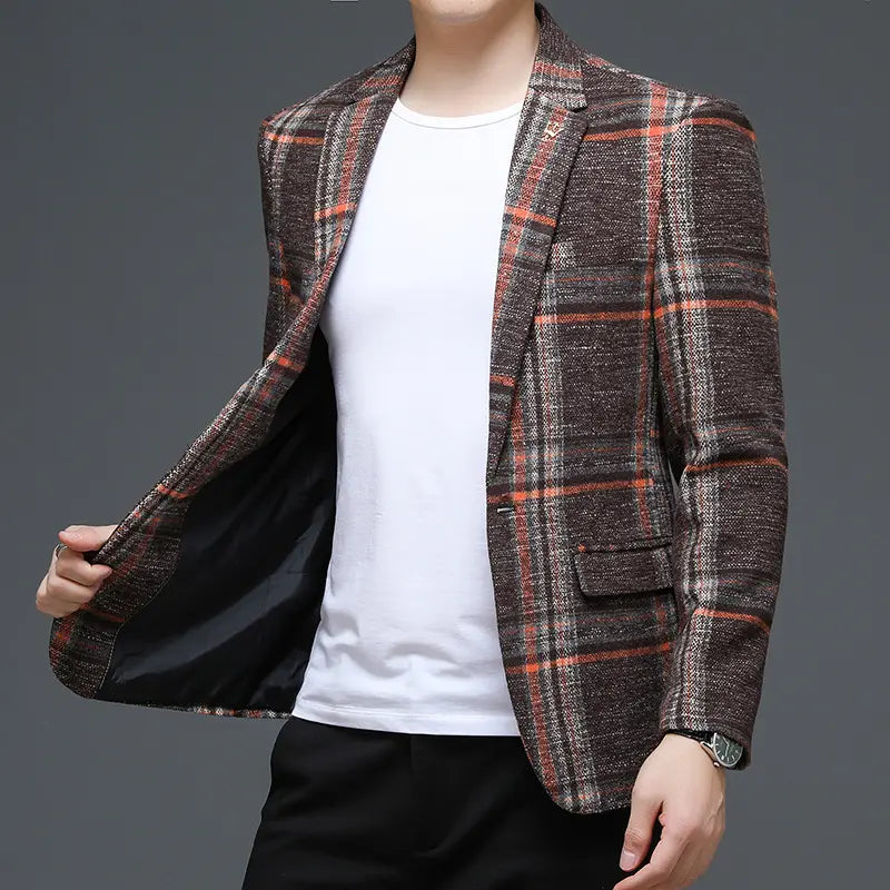 StyleSavvy - Trendy Rutete Blazer for En Enkel Eleganse Motelys