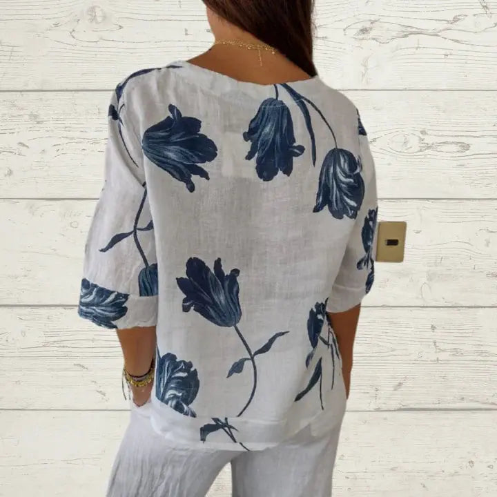 Bluse med V-hals Motelys