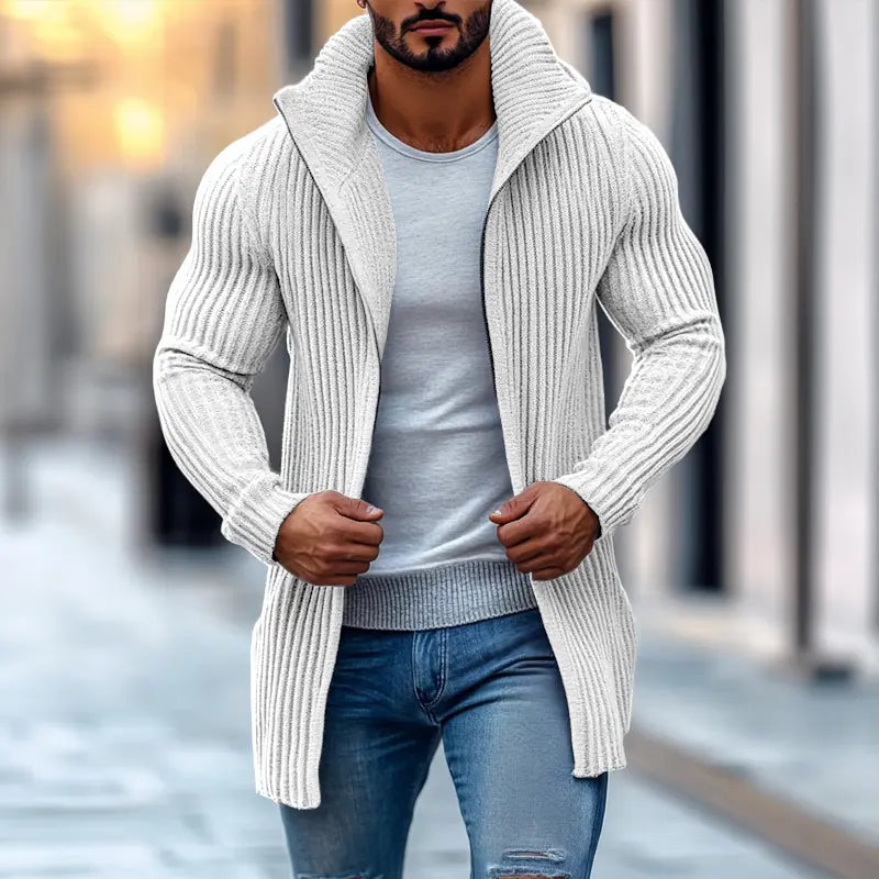 UrbanWave - Stripete Cardigan for Menn med Trendy Utseende Motelys
