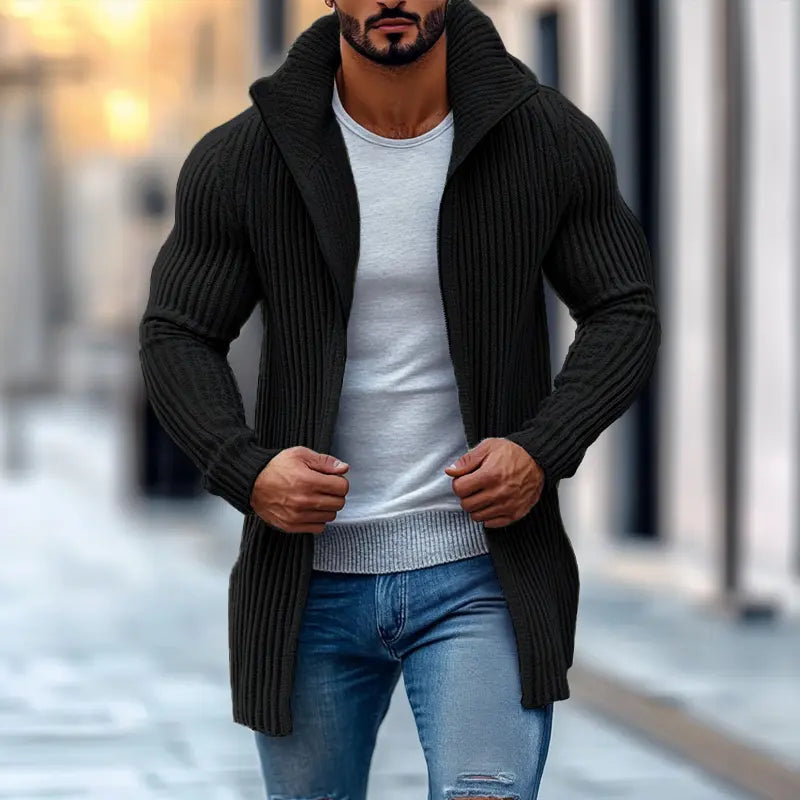 UrbanWave - Stripete Cardigan for Menn med Trendy Utseende Motelys