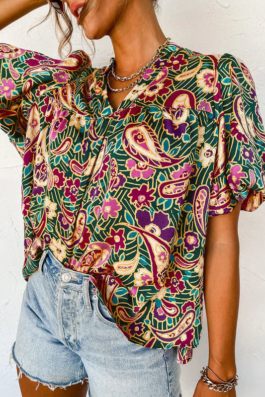 Bluse med korte bobleermer Motelys