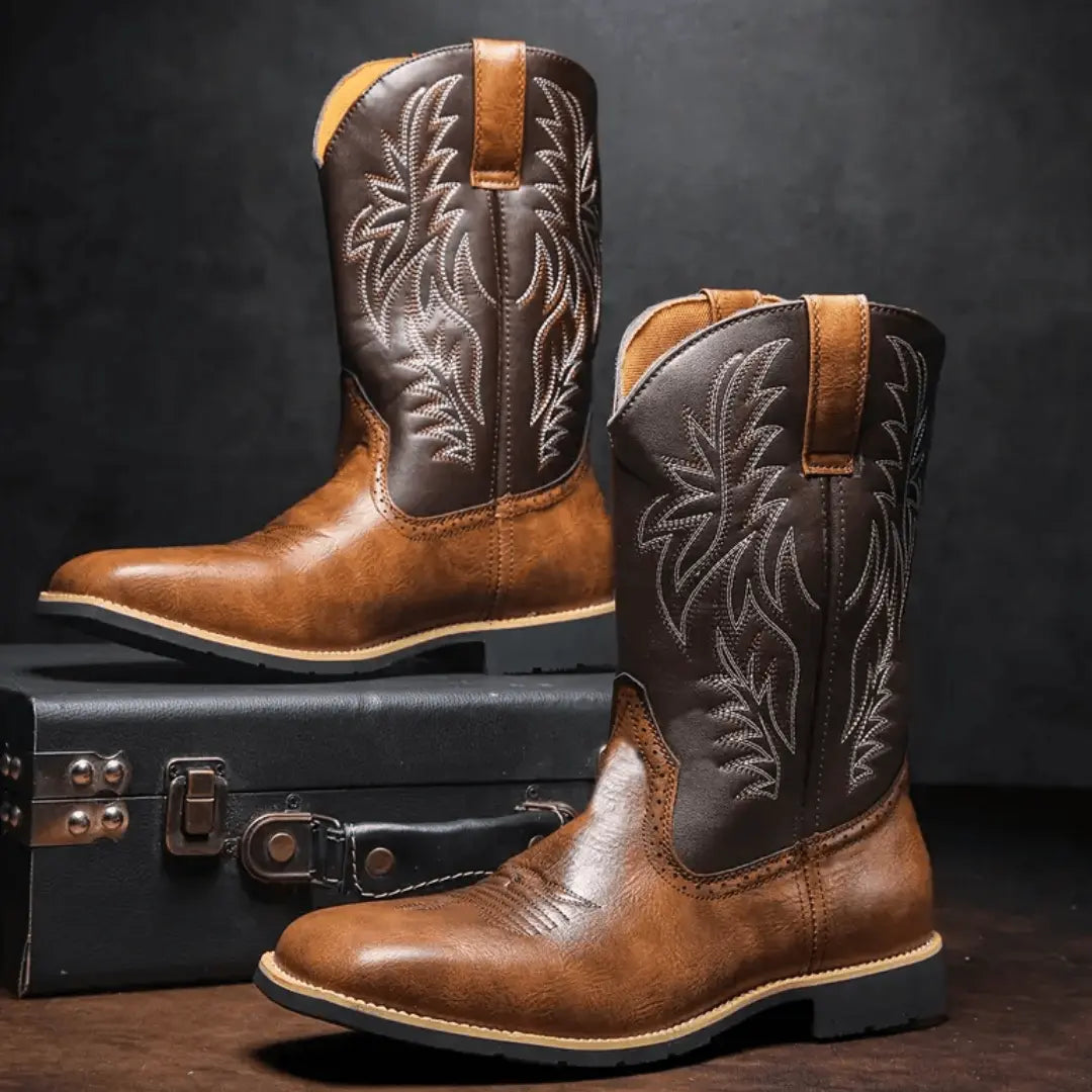 Menns Broderte Western Cowboy Boots – Stilfull Eleganse og Komfort Motelys