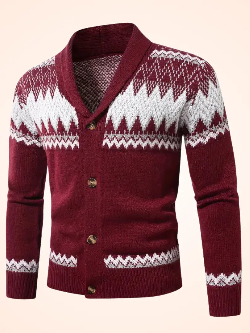 Herre Festsesong Jacquardstrikket Cardigan - Varm Genser med Knapper for Høst/Vinter Motelys