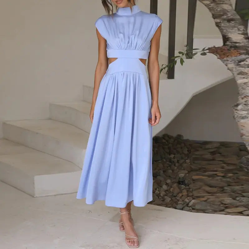 LuxeGala - Elegant Plissert Cocktail Maxi Kjole Motelys