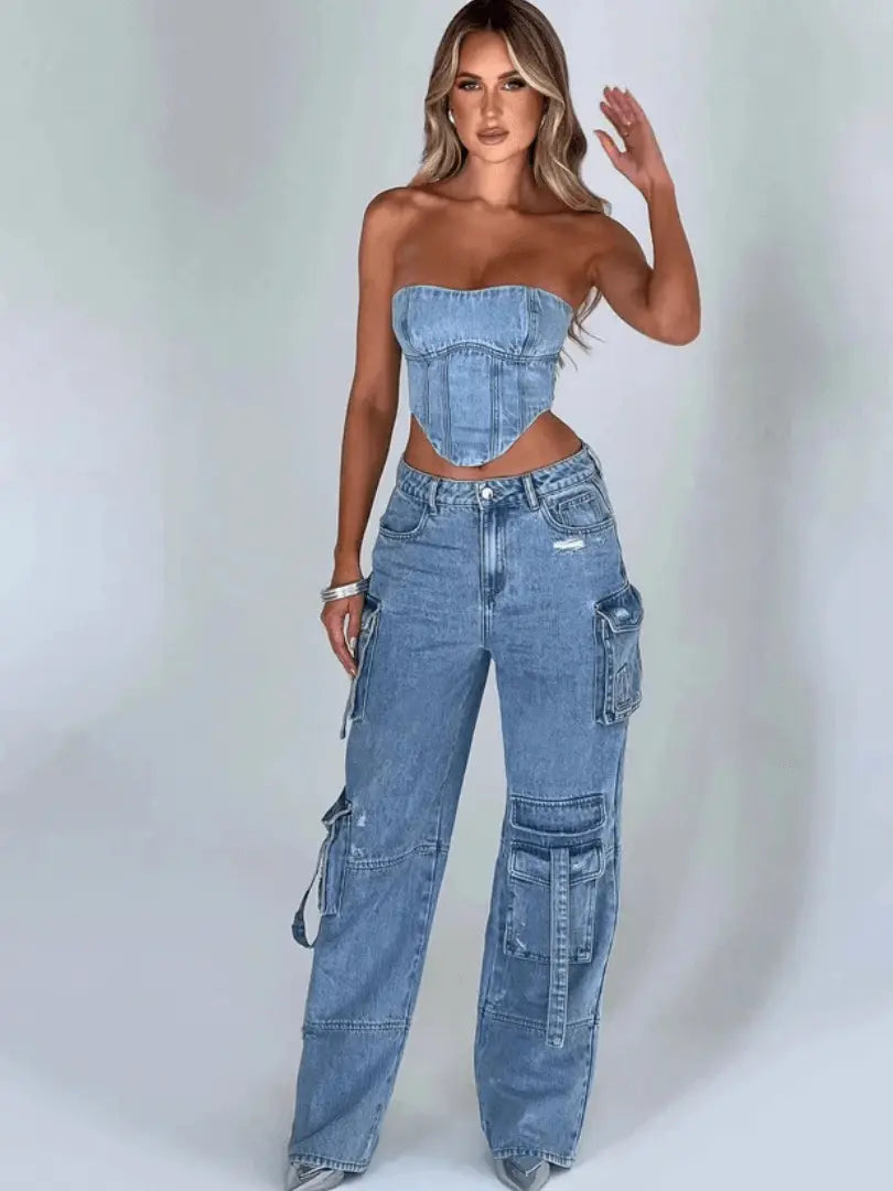 TrendMotion - Stilige Cargo-Jeans for Kvinner med Komfort Motelys