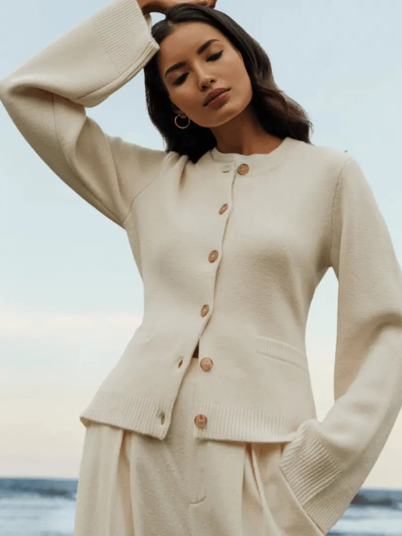 KnitWave - Luksuriøs Kashmir-Cardigan Med Knapper Motelys