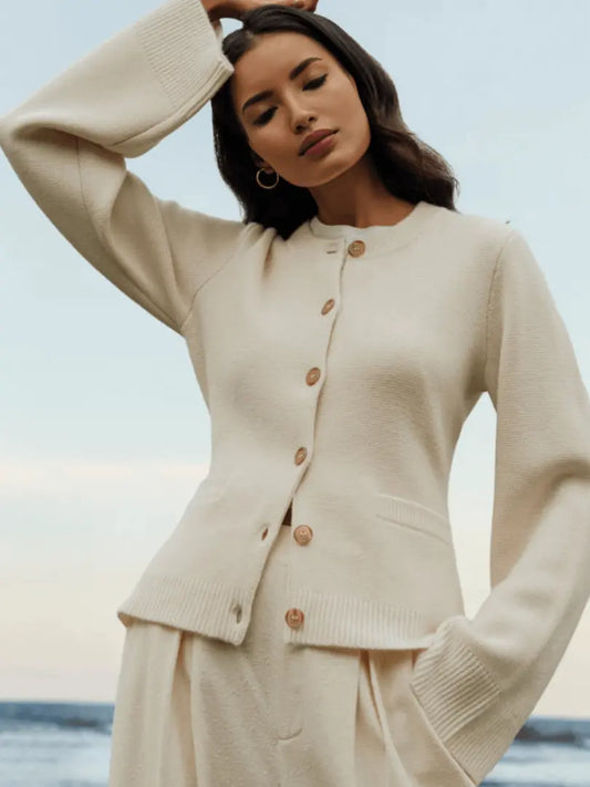 KnitWave - Luksuriøs Kashmir-Cardigan Med Knapper Motelys