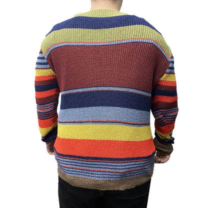 VividWear - Genser med Regnbuestripet V-hals for Menn i Stilig Design Motelys