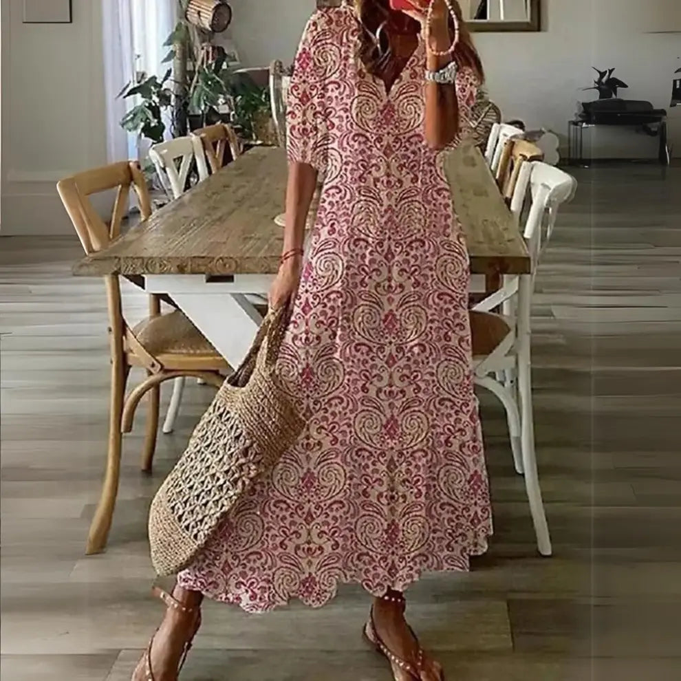 FloraVogue - Elegant Blomsterprint Maxi Kjole Motelys