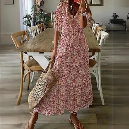 FloraVogue - Elegant Blomsterprint Maxi Kjole Motelys