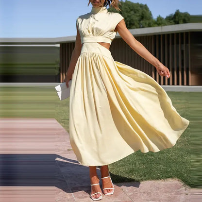 LuxeGala - Elegant Plissert Cocktail Maxi Kjole Motelys