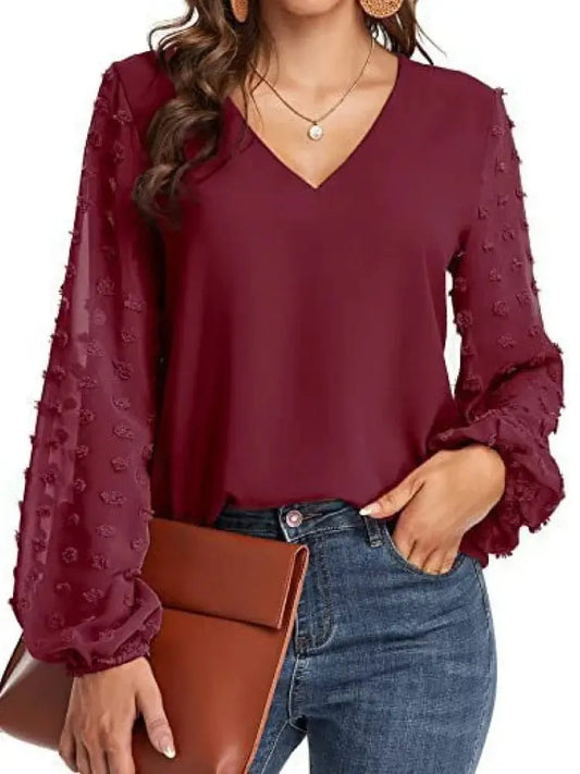 FashionVibe - Moderne Bluse med V-hals for Elegante Antrekk Motelys