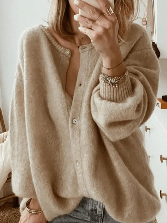 CozyLayer - Flott Løs Strikket Cardigan for En Uformell Look Motelys