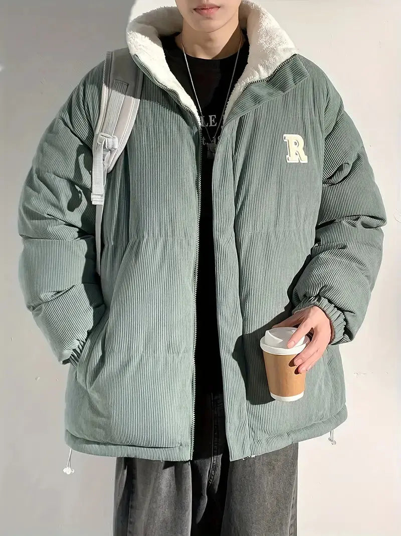 CordialWear - Stilig Pufferjakke med Hette i Kordfløyel Motelys