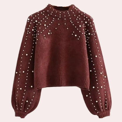 CozyKnits - Dame Rundhals Perlegenser for Hverdagsbruk Motelys