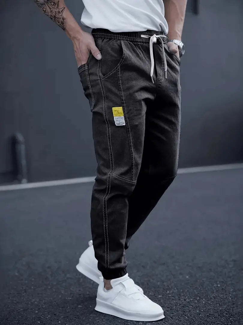 Herre Tapered Jogger Jeans – Street Style med Snøring i Midjen Motelys