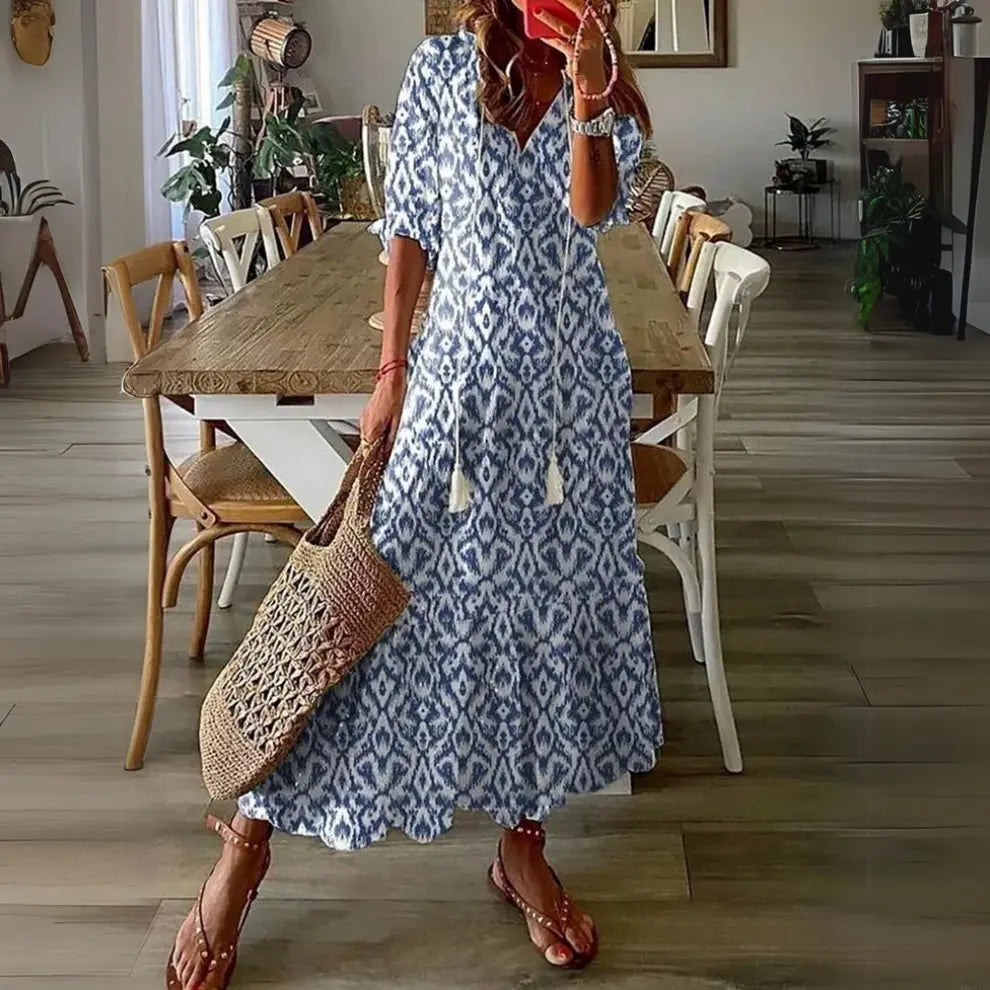 FloraVogue - Elegant Blomsterprint Maxi Kjole Motelys
