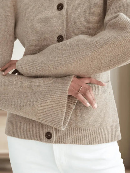 KnitWave - Luksuriøs Kashmir-Cardigan Med Knapper Motelys