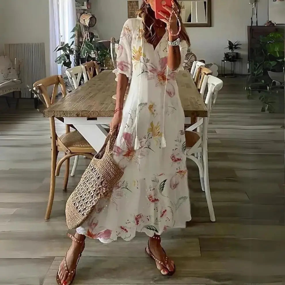 FloraVogue - Elegant Blomsterprint Maxi Kjole Motelys