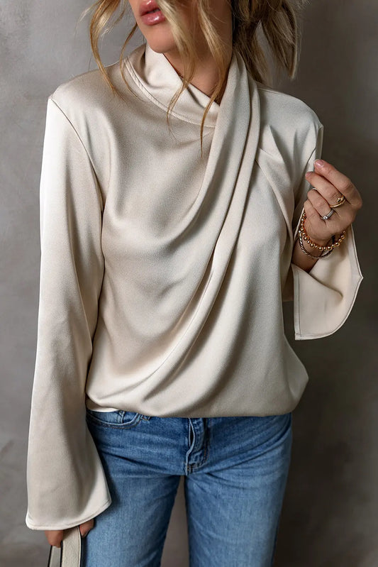 SilkElegance - Stilren Satengbluse med Kryss Foran for Elegante Anledninger Motelys