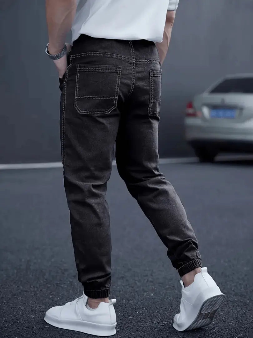 Herre Tapered Jogger Jeans – Street Style med Snøring i Midjen Motelys