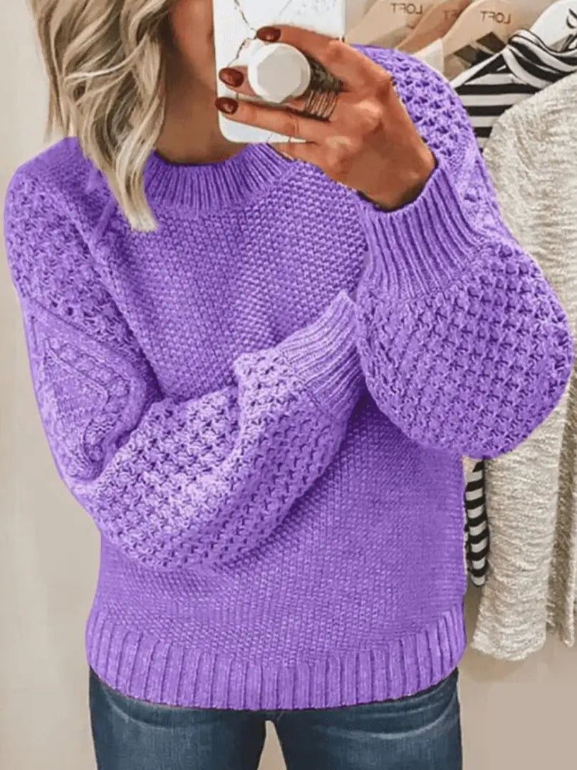 KnitNest - Trendy Strikket Genser for Varm Komfort Motelys
