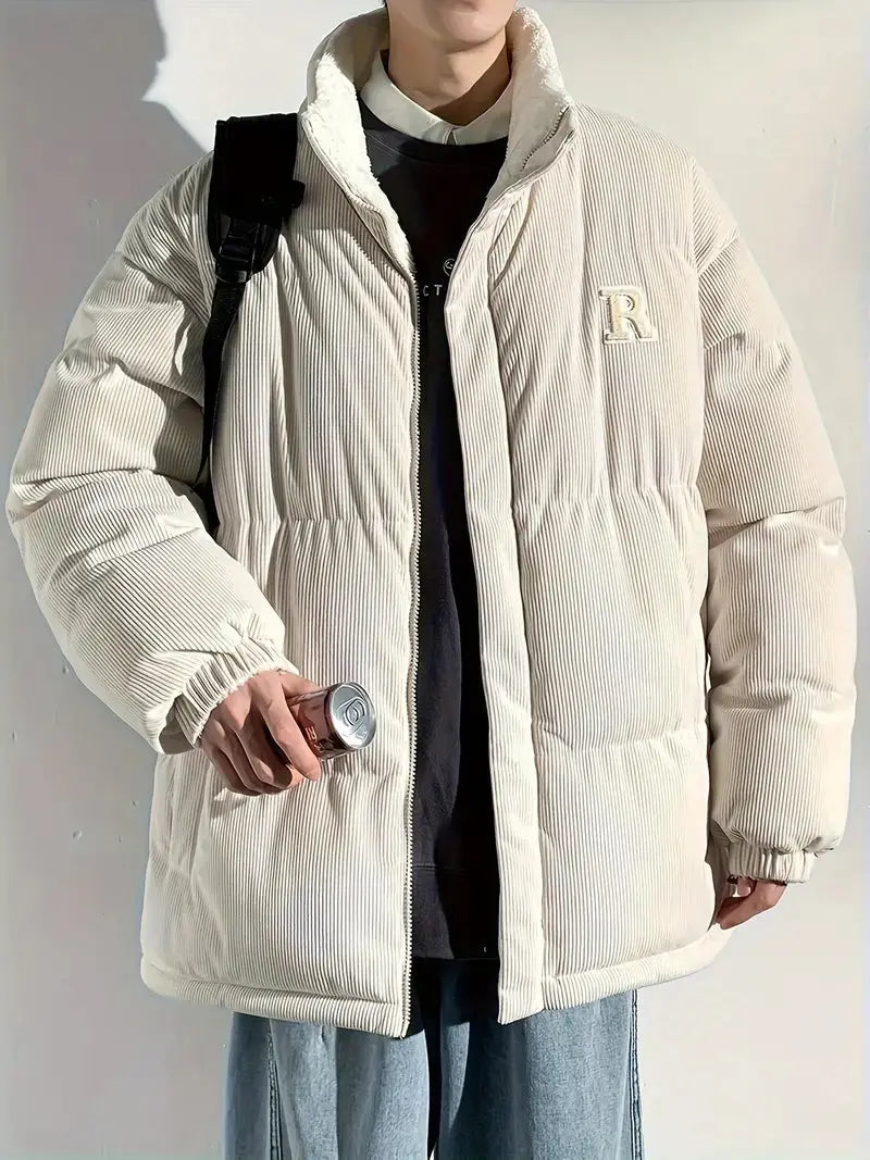 CordialWear - Stilig Pufferjakke med Hette i Kordfløyel Motelys