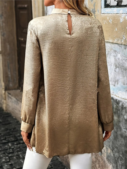 ShinyStyle - Metallbluse med Lange Ermer Motelys