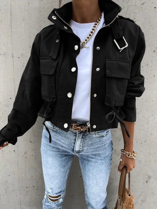 ChicLayer - Stilig Beskåret Frakke for Høstens Trendy Looks Motelys