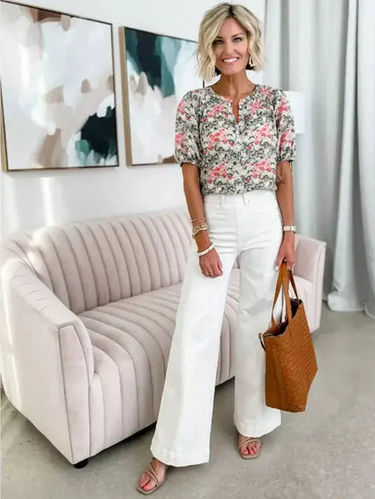 TrendyVibes - Jeans med Utslått Høy Midje for En Elegant Silhuett Motelys