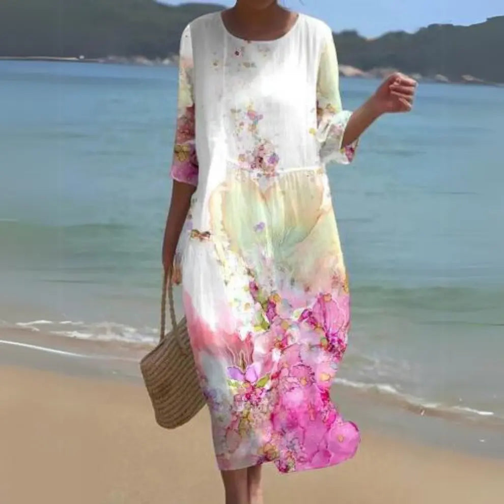 CelesteFlow - Elegant Boho Midi Kjole Motelys