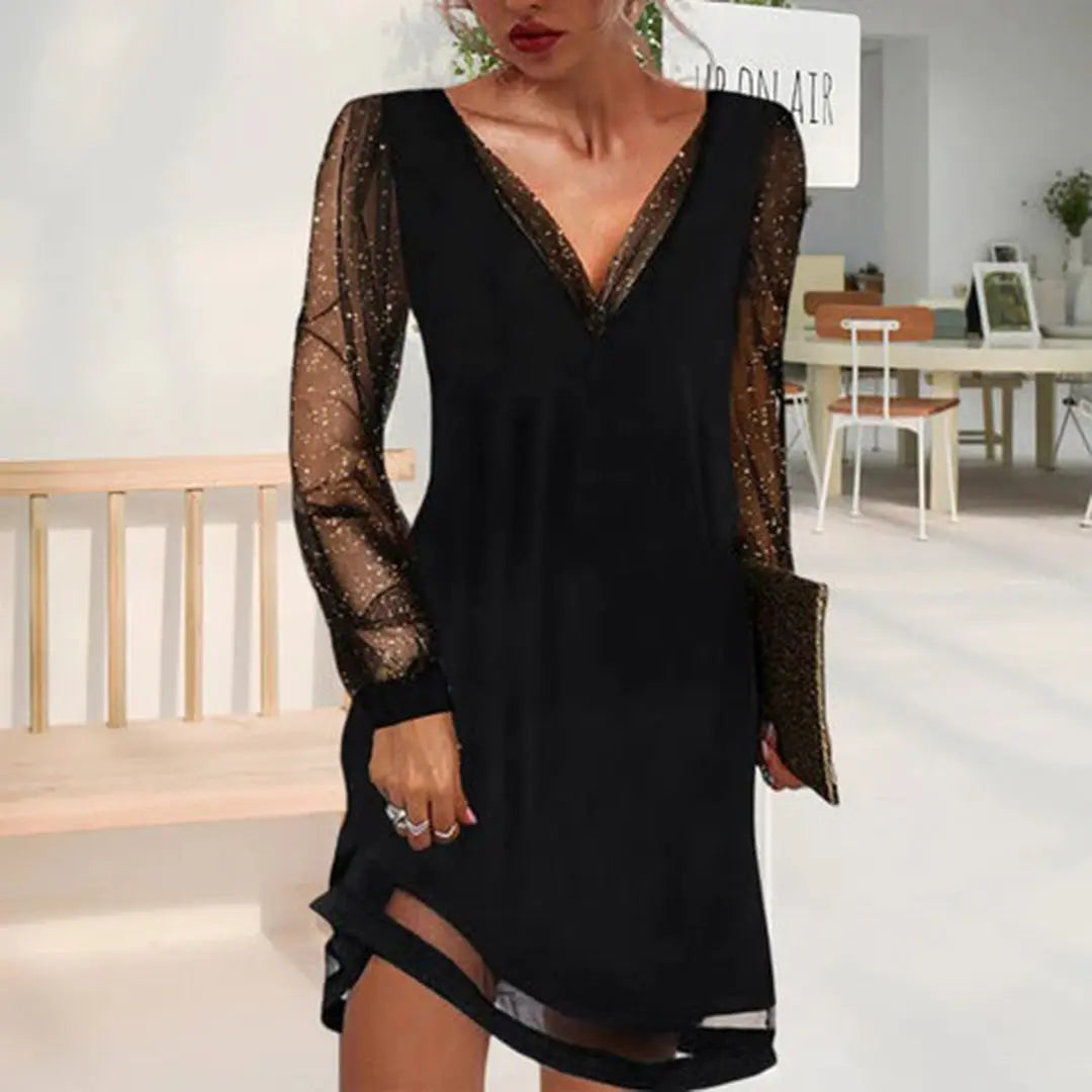 GlamChic - Elegant Kjole Med V-Hals For Enhver Anledning Motelys