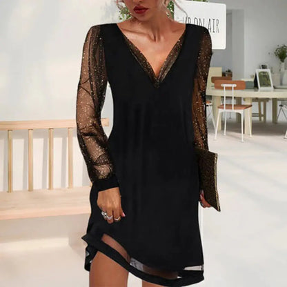 GlamChic - Elegant Kjole Med V-Hals For Enhver Anledning Motelys