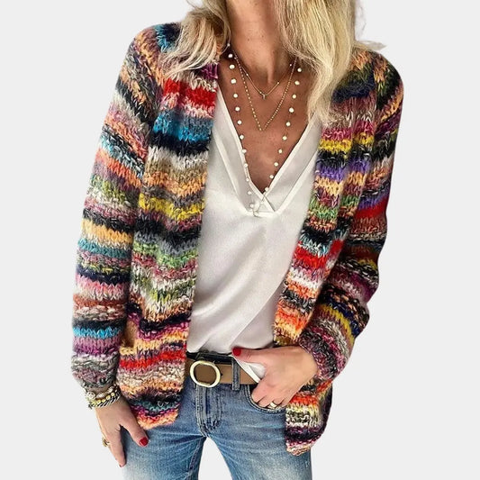 Fargerik V-hals cardigan Motelys