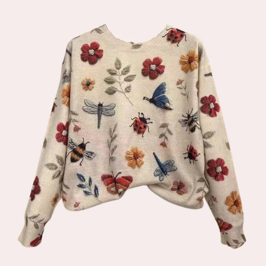 FloralEssence - Genser for Kvinner med Blomsterdesign Motelys