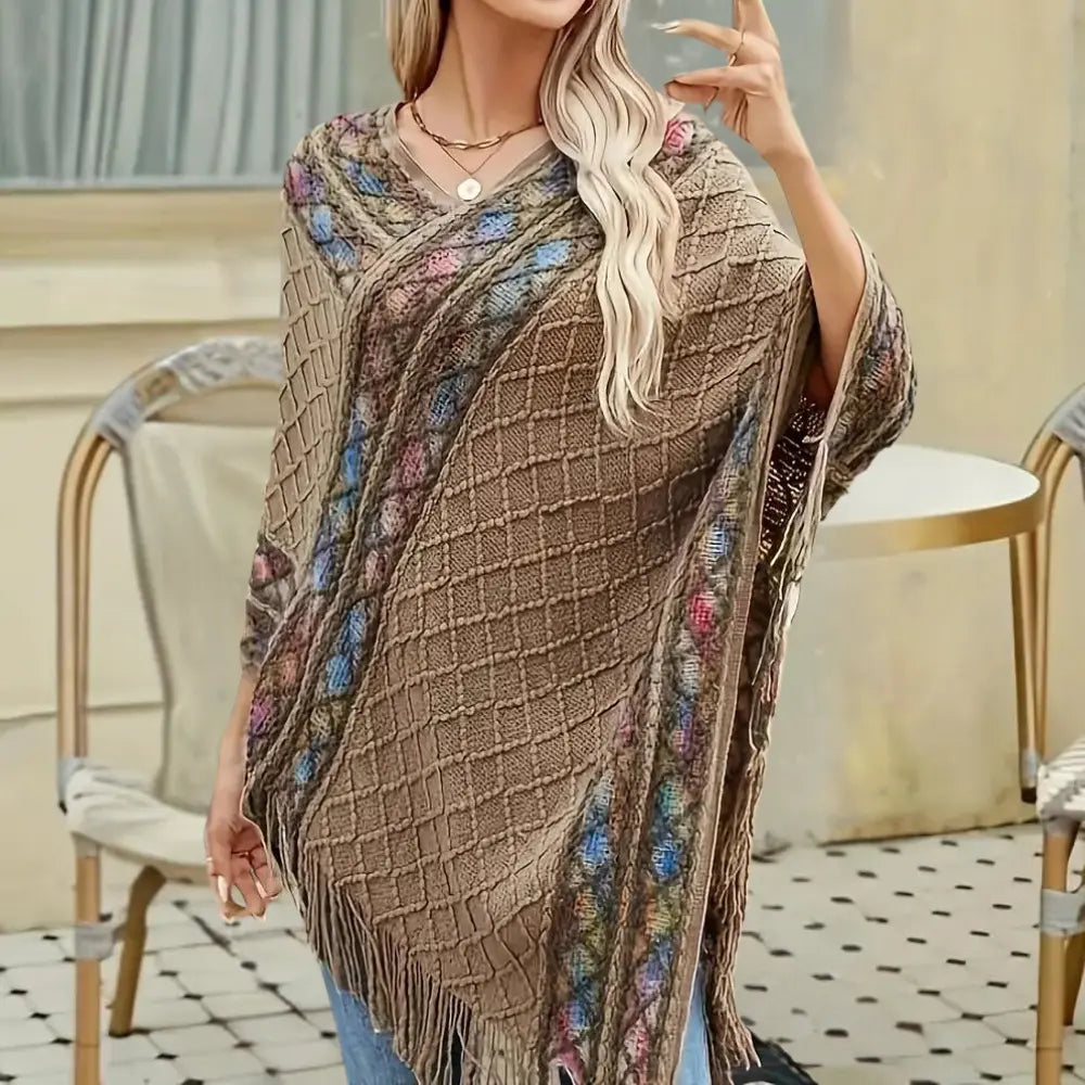 ChicCover - Poncho med V-hals til Dame Motelys